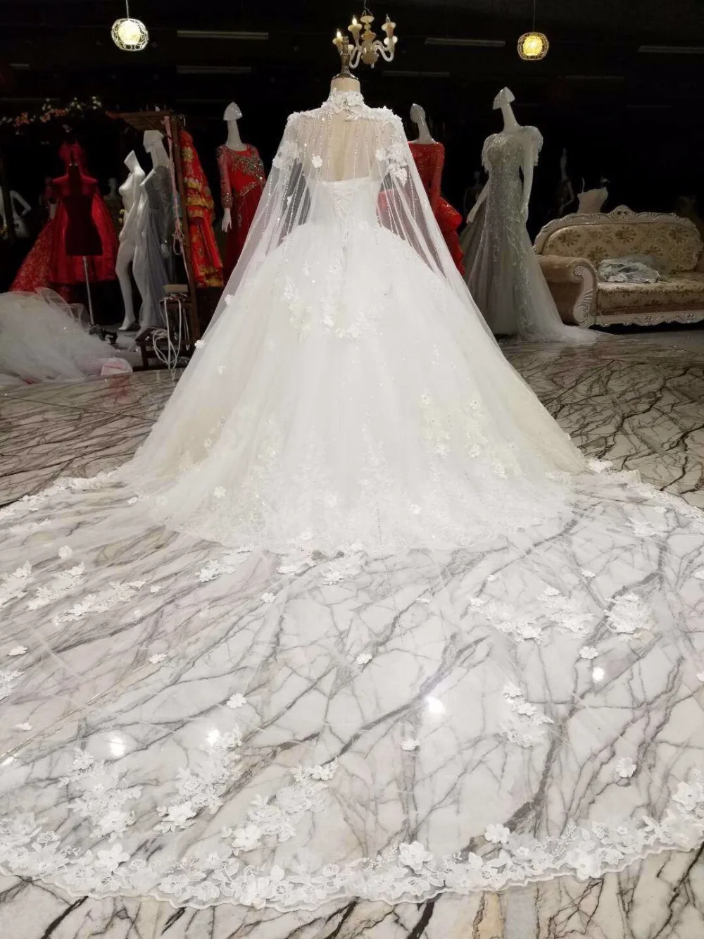 loor length high neck wedding-dress
