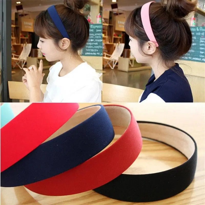 Wholesale Womens Girls Wide Plastic Headband Hair Band Satin Headwear