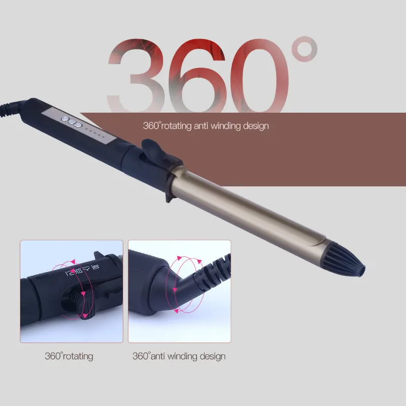 

28mm Tourmaline Ceramic Hair Curling Iron Hair Curlers Curling Wand With 360 Degree Rotatable Clip Hair Curler Styling Tools 00