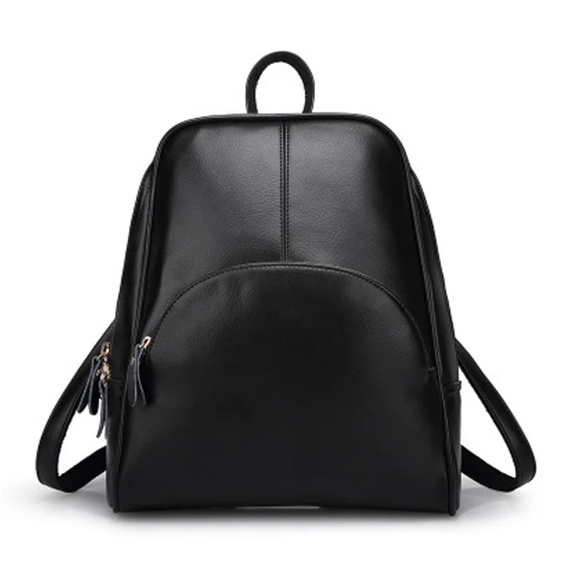 Модный женский кожаный рюкзак, школьная сумка для девушек, повседневный стиль, школьные сумки, черный, красный цвет, mochila masculina, для девочек-подростков - Цвет: Черный