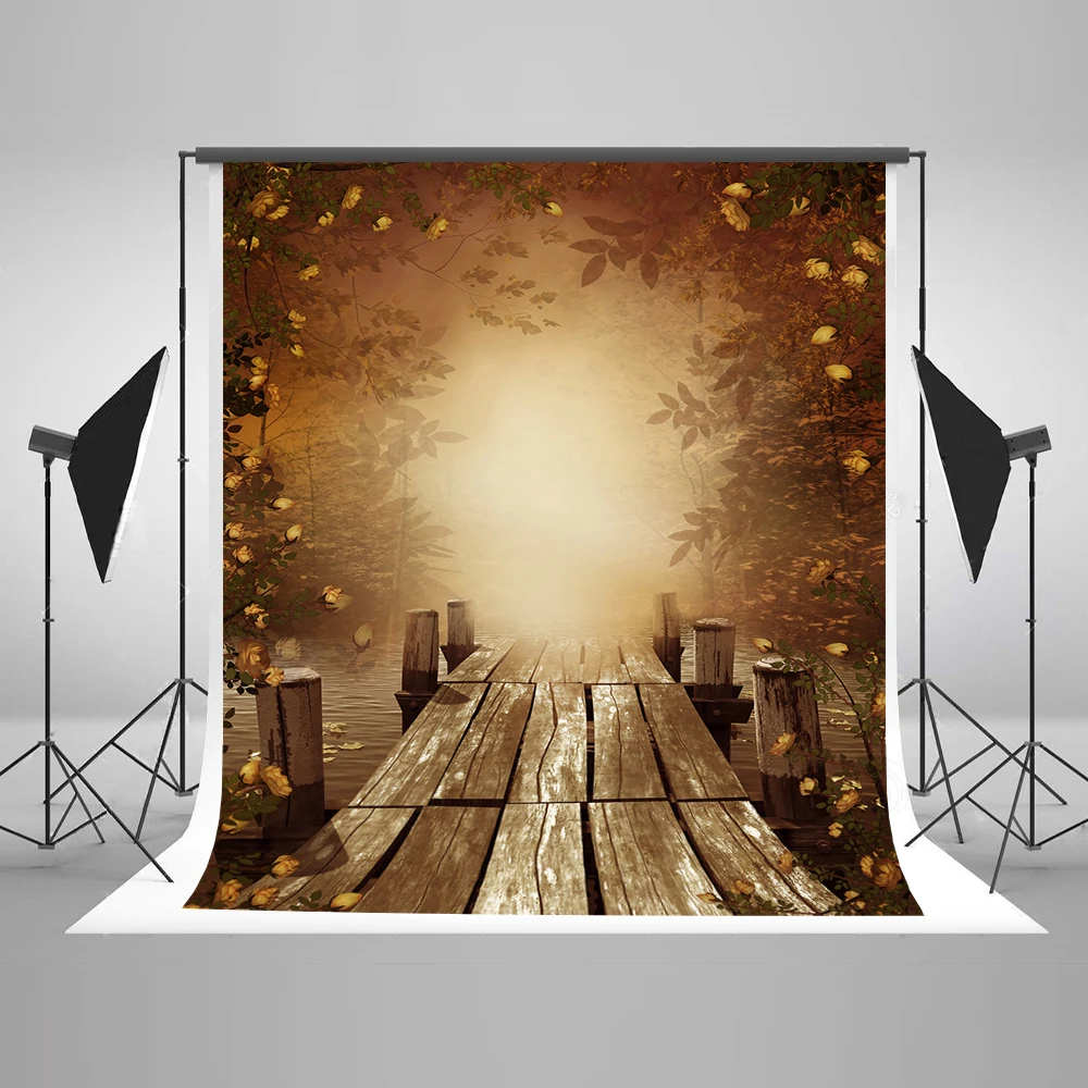 Kate 5x7 Backdrop for Photography Portable Cotton Wooden Bridge Jungle
