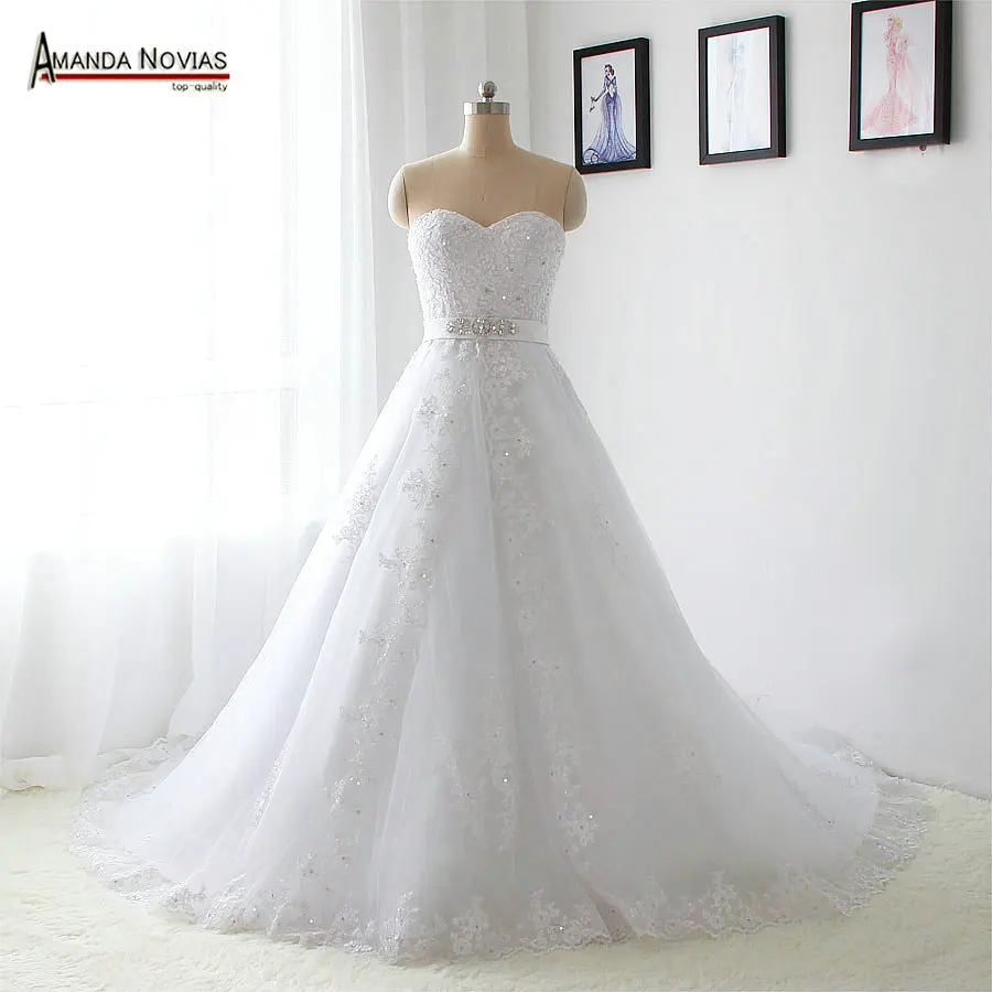 

2019 Vestidos de Noiva Off the shoulder Lace Beaded Wedding Dress Strapless
