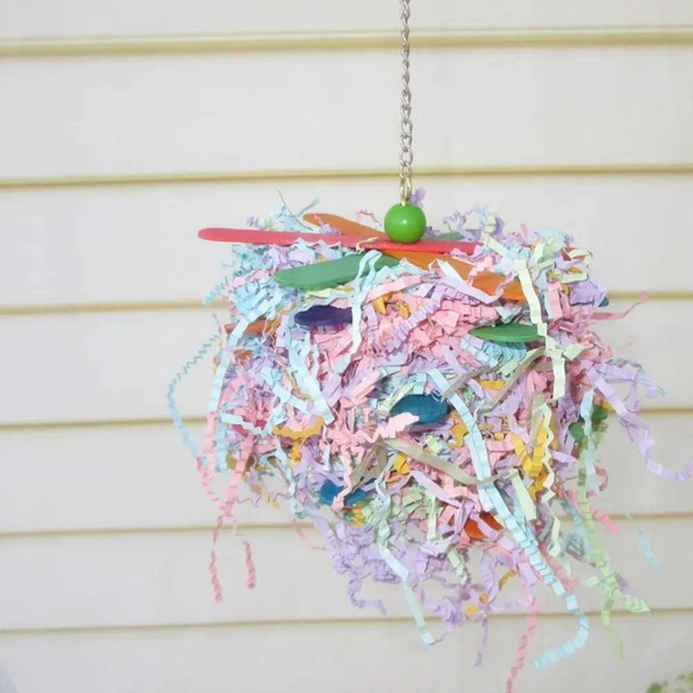 Травяная трава попугай птица жевательная игрушка деревянная измельченная для птичьего клюва игрушки бумажные полоски жевательные устойчивые игрушки