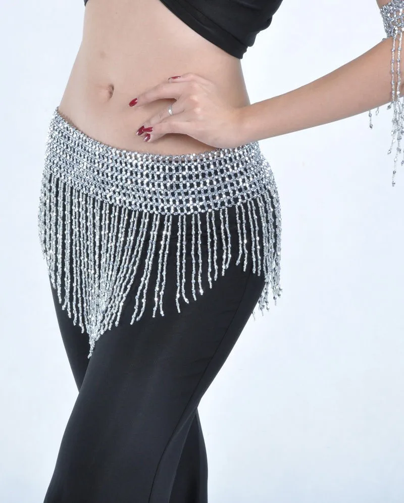 

Belly Dance Costume Hip Scarf Bead Elastic Belt Gold & Silver 2 colors Waist Jewelry