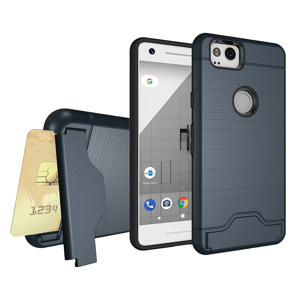 

Heavy Duty Protection Shockproof Defender Wallet Case Card Holder Anti-Scratch Case Cover for Google Pixel 2 Pixel2