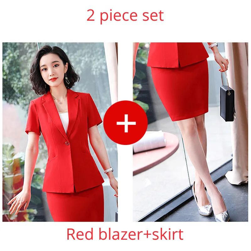 Red skirt suits