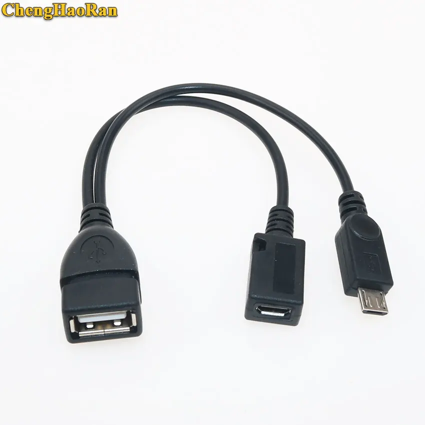 

ChengHaoRan USB 2.0 A Female to Micro USB B Male + Micro 5 Pin Female Host OTG Adapter Cable Charging Connector Cable Cord