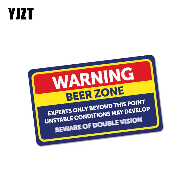 

YJZT 13.2CM*7.9CM Warning Beer Zone Car Sticker Funny Decal PVC 12-1016