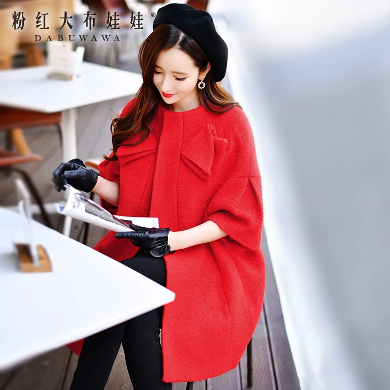 wool outerwear 2017 new autumn winter loose fashion casual cocoon long bow wool coat women wholesale wool outerwear 2017 new autumn winter loose fashion casual cocoon long bow wool coat women wholesale