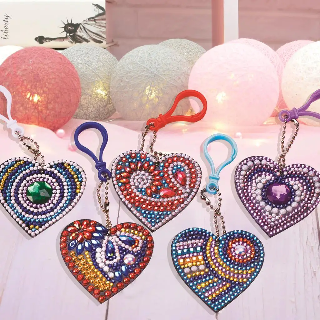 

2/3/5pcs DIY Unique Full Drill Butterfly Diamond Painting Keychain Resin Girl Bag Handmake Heart Shape Painting Jewelry Gifts