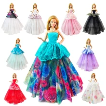 7 Pieces Random Pick Wedding Dress Party New Gown Princess Cute Doll Accessories Outfit Clothes Set For Barbie Doll Girls' Gift nk one set original princess doll dress noble party gown for barbie doll fashion design outfit best gift for girl doll