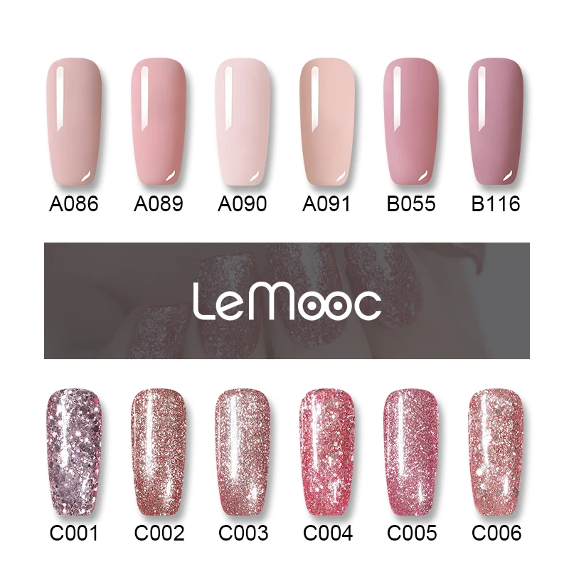 LEMOOC 8 مللي الأشعة فوق البنفسجية هلام مسمار البولندية روز الذهب بريق الترتر جيل للأظافر البولندية اللون هلام الورنيش نقع معطلة الأشعة فوق الب...