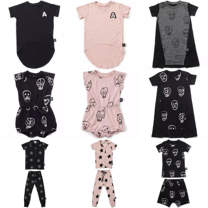 

BBK In stock 2018 Nununu T Shirt Meisjes Kinderen Boy Enfan Summer Girls Clothes Short Tee Shirt Garcon Pattern Skull