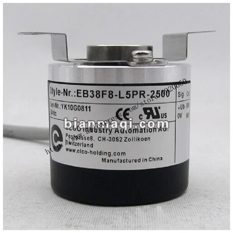 Elco EB38F8-L5PR-2500 semi-hollow shaft rotary encoder cable outer diameter of 38mm 8mm 2500 new eb38s6 2500 6lg2 times to 2500 lines rotary encoder solid shaft 6mm