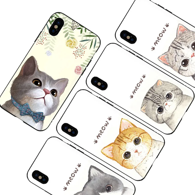 

Pattern Case For iPhone X 5 5S 6 6S 7 8 Plus X Cute Cat Animals Cover For iPhone 7Plus 8 8Plus Case Silicone Soft TPU Capa Shell
