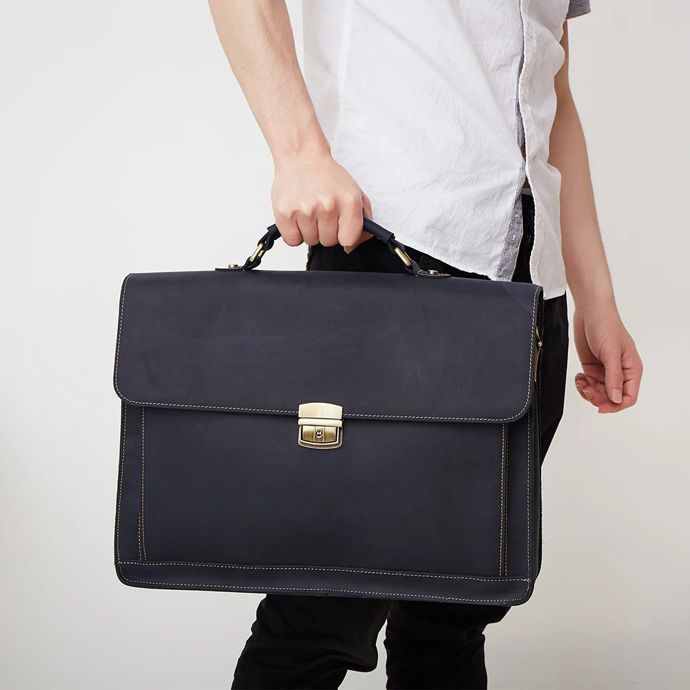 JOYIR men's briefcase crazy horse genuine leather men's business bag vintage office messenger shoulder bag for male men handbag