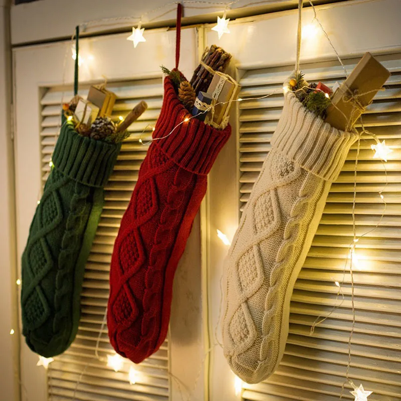 Вязаные шерстяные домашние настенные украшения конфетная сумка носки набор Алмазная Подарочная сумка носки украшения рождественские