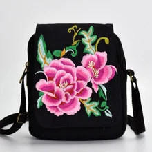 Black New Arrival Bohemia Vintage Canvas Embroidery Bags Ethnic Embroidered Handmade Flap Womens Small Shoulder Messenger Bags naxi hani original brocade embroidered women handbags vintage ethnic handmade tassel sequins canvas shoulder bags