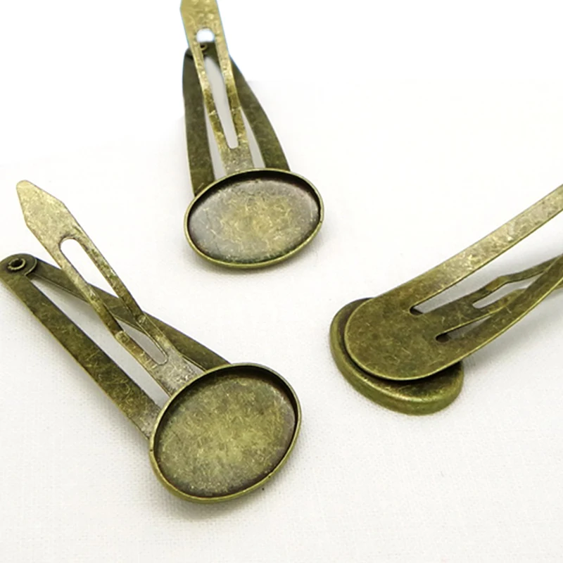 

20pcs inner 13*18mm Newly Design Hair Jewelry Wholesale Antique Bronze Cameo Bezel Setting Cabochons Tray Hair Clips Blank
