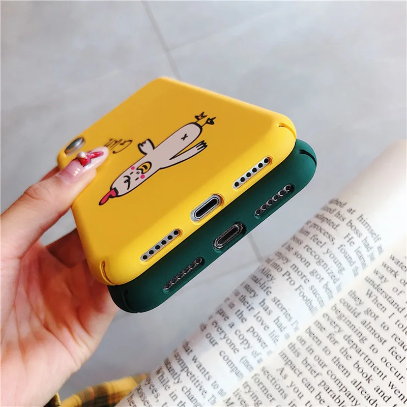 KIPX1098_10_JONSNOW All-inclusive Phone Case for iPhone XR XS Max 7 8 Plus 6 6S 6 Plus Funny Cute Dogs Chick Duck Pattern Hard PC Back Cover Capa Fundas