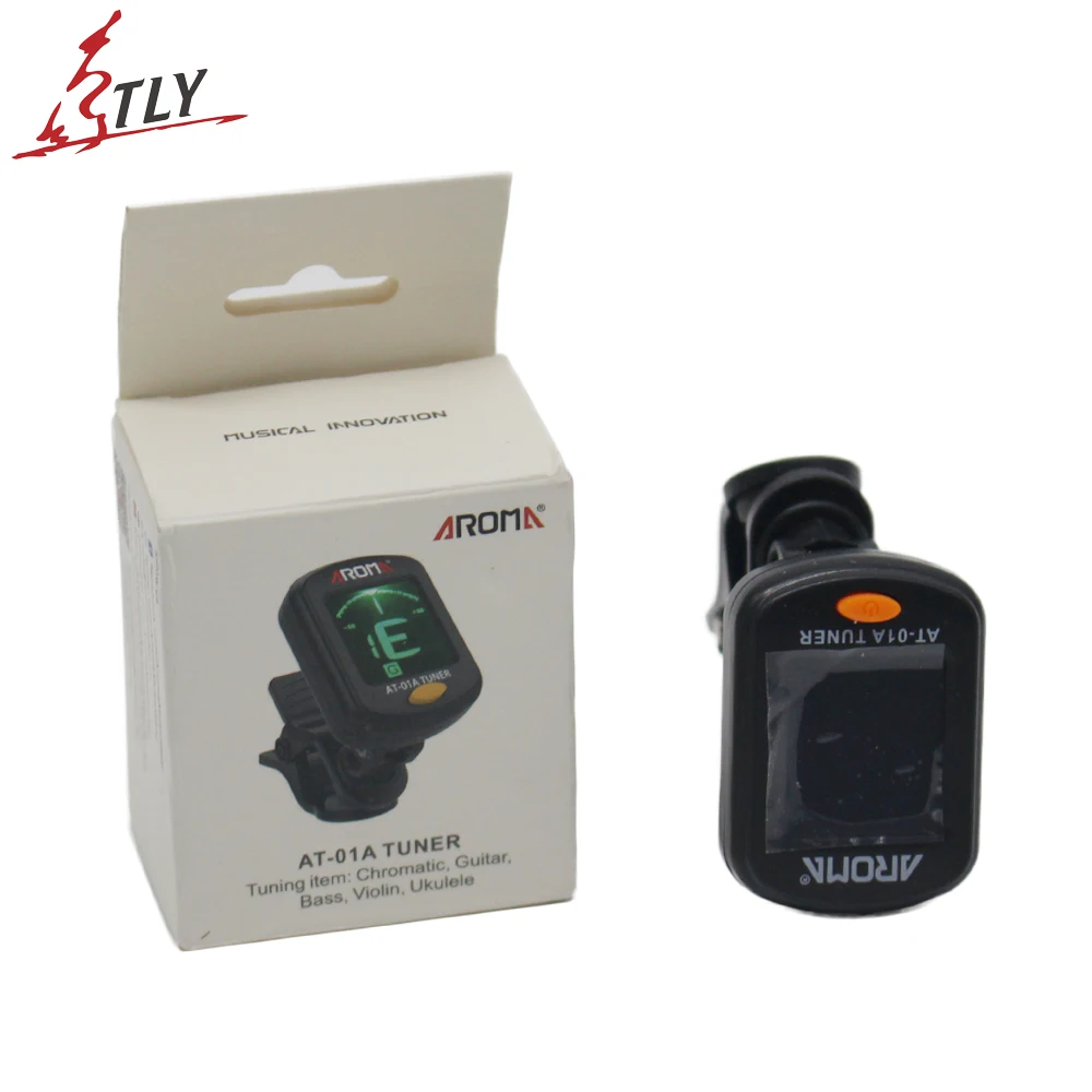 

AROMA New AT-01a Mini Clip-on Digital Portable Tuner for Chromatic Guitar Bass Violin Ukelele (Battery included)