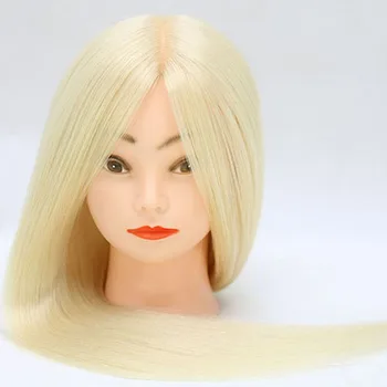 

Hair Mannequin Head 24" 60% Real White Hair Hairdressing Doll Heads Mannequins For Salon Be Straightened and Curled