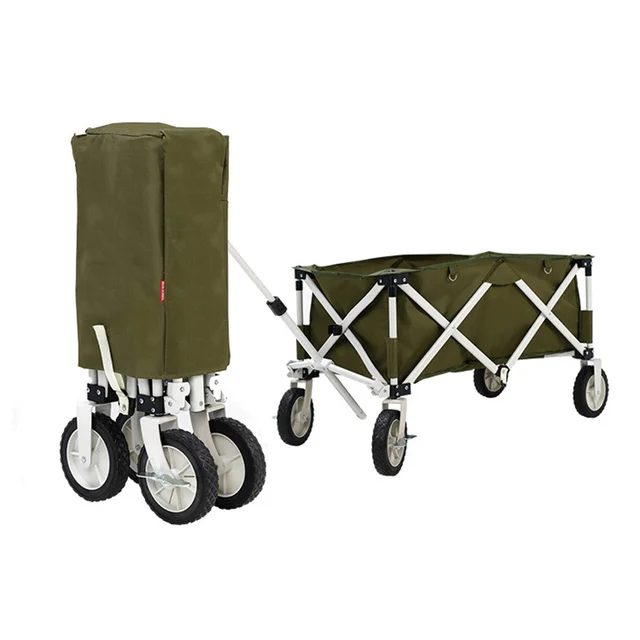 Outdoor Portable 4 Wheels Camping Cart Beach Trailer With Brake Pad Outdoor Portable 4 Wheels Camping Cart Beach Trailer With Brake Pad Belt Pu Wheel Can For 80 Kg Top Baby Carriage Ping Carts