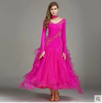 6 видов цветов красных пайеток; бальное платье, для вальса, женские платья Сакура, Стандартный для спортивных танцев платье женщина фокстрот платье - Цвет: Прозрачный