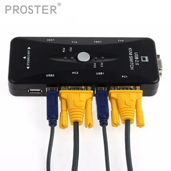

POSTER 2.0 KVM Switch USB VGA Splitter Box HUB Adapter 4 Port USB Switcher Connects Printer keyboard Mouse