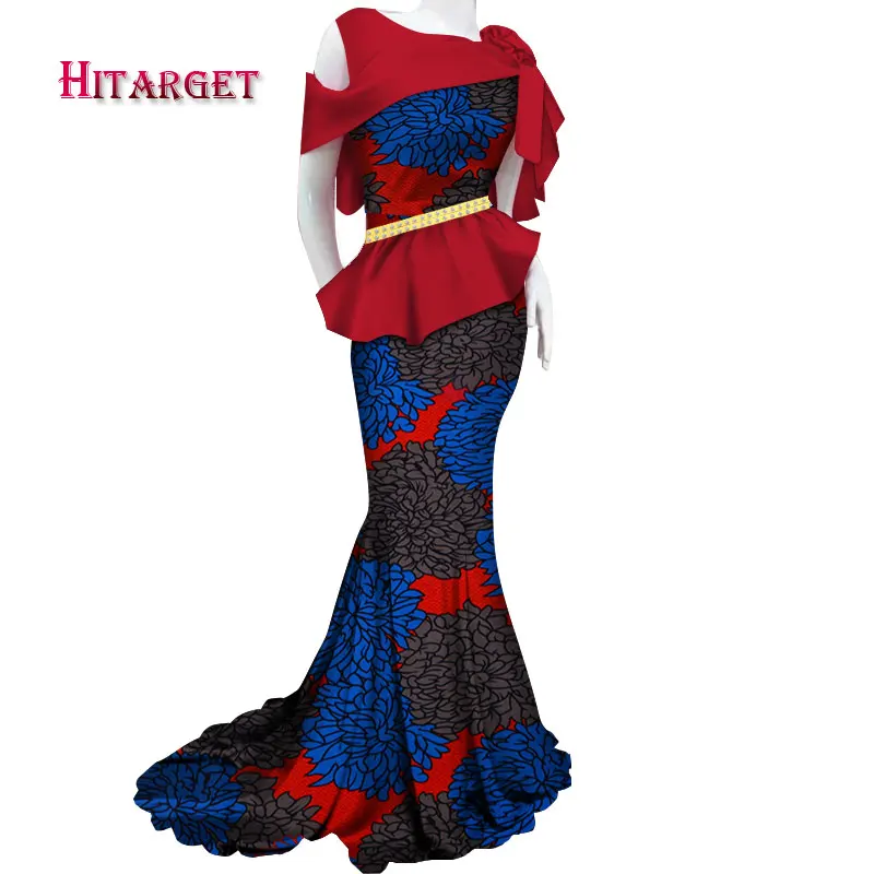 

Fashion African Dresses Women Long Party/wedding Dress Traditional African Print african clothes Bazin Riche Lady Dress WY3804
