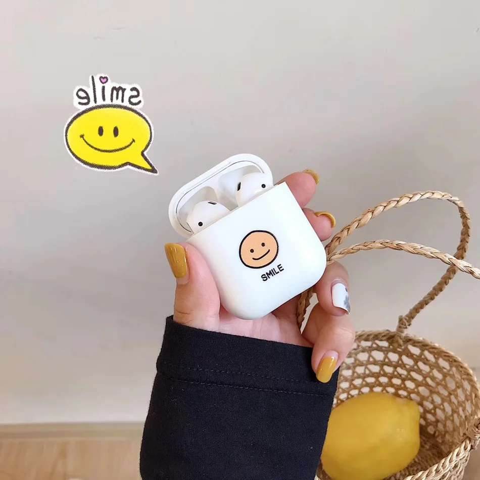 Чехол для AirPods с милым мультяшным смайликом, мягкий силиконовый чехол для наушников s для Apple Airpods 2 ins, стильный защитный чехол со смайликом - Цвет: A4