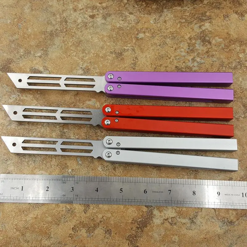 

Theone Triton Trainer Butterfly in knife One channel Aluminum Hanldle Bushing system crown Spine and edge