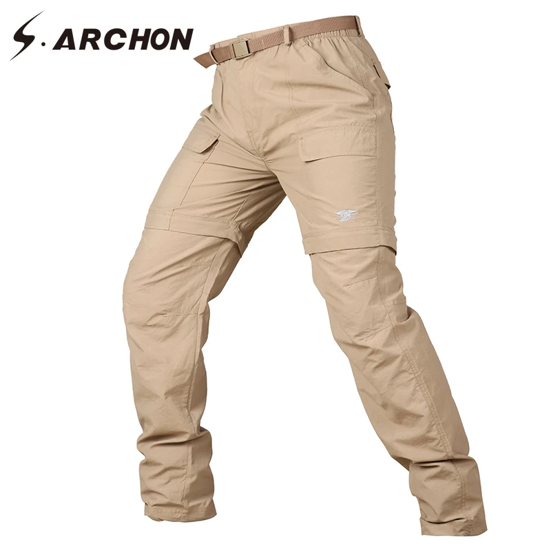 S.ARCHON Summer Quick Dry Detachable Tactical Pants Men Removable Knee Length Military Camouflage P
