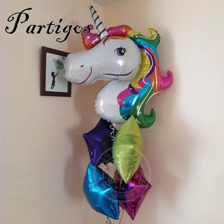 

5pcs/set Rainbow Unicorn helium Foil Balloons 18 inch Multicolor star heart balls theme party decor supplies baby toys