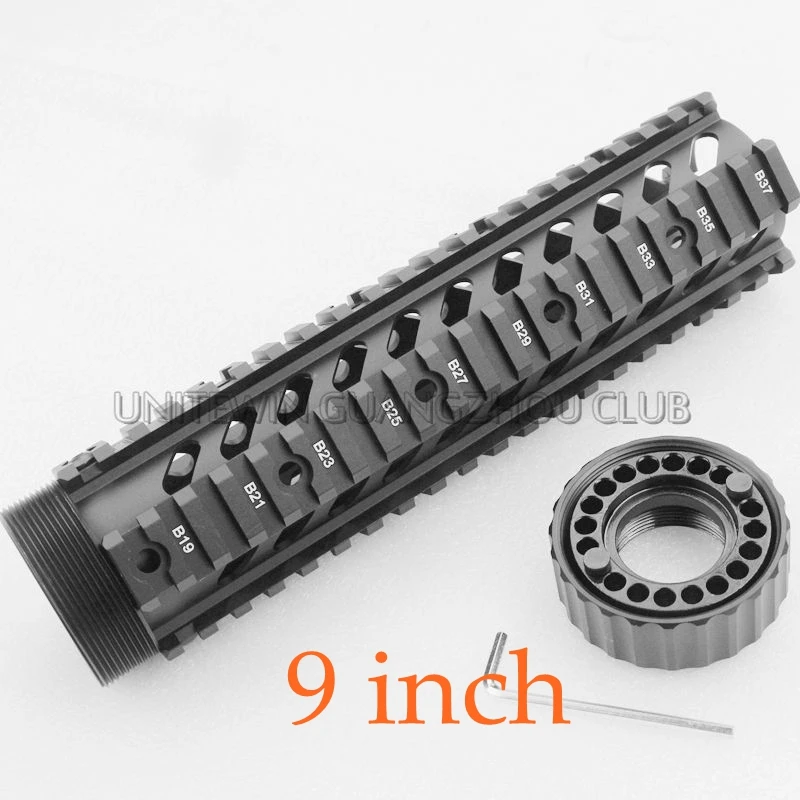 Черный 9 "Длина Carbine Free Float Quad рейку Системы винтовка Handguard AK Шестерни аксессуары для M16 AR15 Охота Пейнтбол