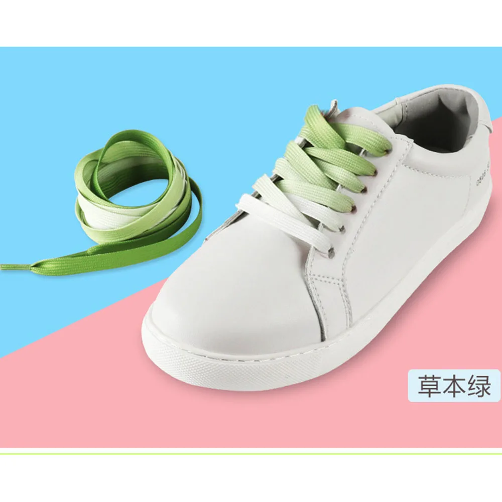 1 пара шнурки градиент цвета конфеты плоские круглые ботиночки Ботинки со шнурками - Цвет: green