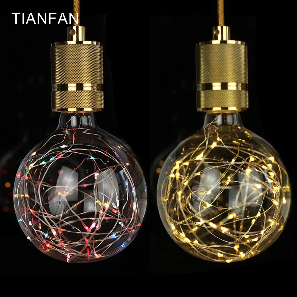 Edison Led Bulb G125 RGB Flash Warm White 220V E27 1.8W Copper Wire