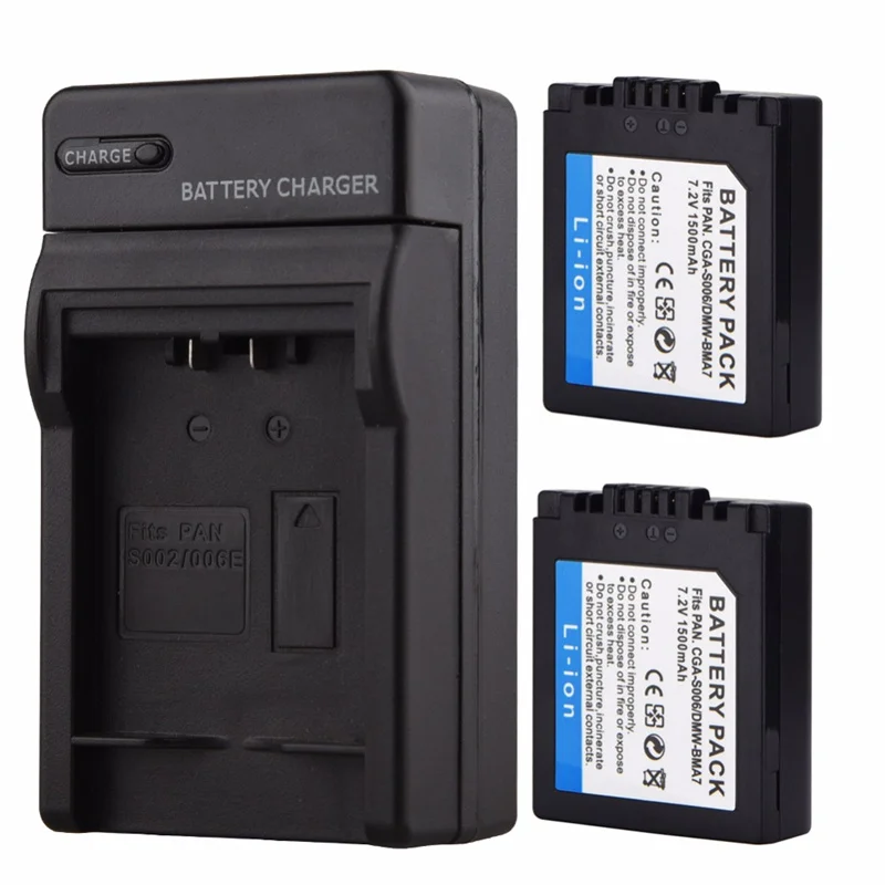 

1500mAh CGA-S006 DMW-BMA7 CGR-S006E Replacement Battery For Panasonic Lumix DMC-FZ7 FZ8 FZ18 FZ35 FZ28 FZ38 FZ30 with Charger