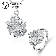 Набор украшений для женщин Белый посеребренный ювелирный набор с австрийскими кристаллами Модные женские ювелирные изделия