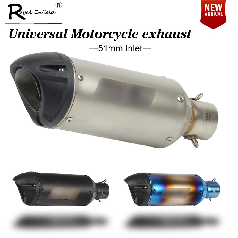 

Inlet 51mm Motorcycle Exhaust Pipe Muffler with DB killer FOR Laser Sticker Fiber Exhaust Pipe for HONDA for YAMAHA