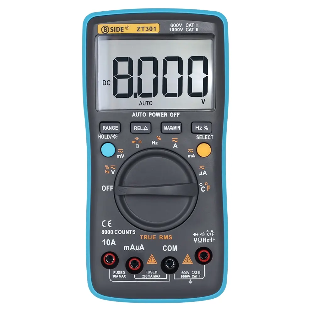 

KKMOON Digital Multimeter 8000 counts True-RMS Back light AC/DC Voltage Ammeter Current Ohm Auto/Manual