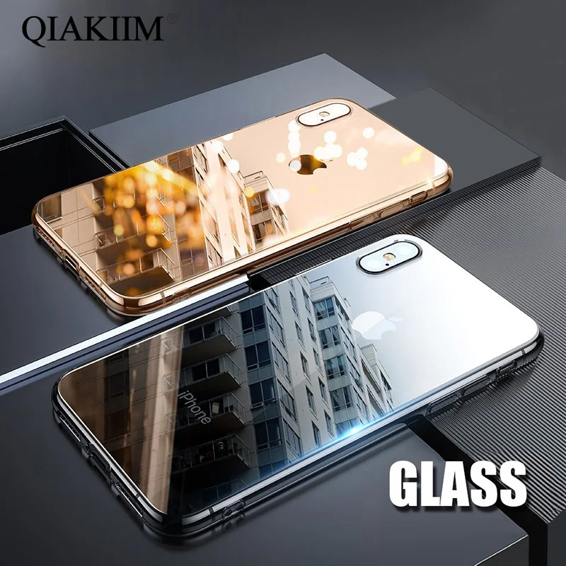 

HD Transparent Glass Case for iPhone X XS Max XR Full Clear 9H Tempered Glass Phone Cases for iPhone 6 6S 7 8 Plus Cover Coque