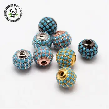 

Round Brass Micro Pave Cubic Zirconia Beads, Mixed Color, 8mm, Hole: 1.5mm