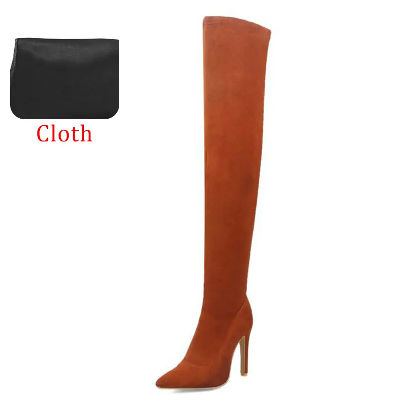 Taoffen/новые женские сапоги зимние сапоги выше колена теплая обувь на тонком высоком каблуке женские пикантные вечерние сапоги на меху обувь, размер 31-43 - Цвет: yellow cloth