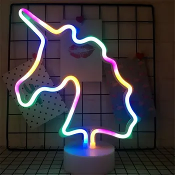 

Neon Art Light Sign Decoration LED Night Light Moon star unicorn Flamingo Shape Colorful Desk Lamp for Indoor Christmas Wedding