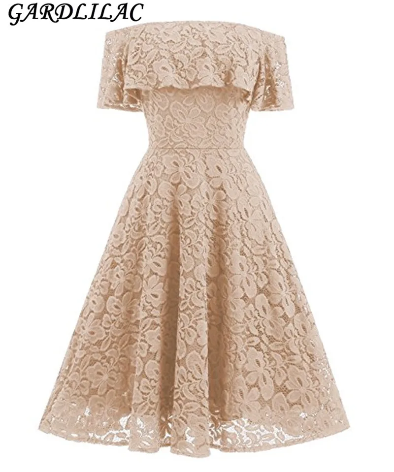 

Gardlilac Lace Short Homecoming Dress Boat neck Short Sleeve Short party Dress Graduation Dress Short Prom Party Gown