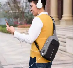 2019 унисекс сумка на грудь USB Противоугонная сумка на грудь водостойкая сумка на плечо диагональная маленькая сумка