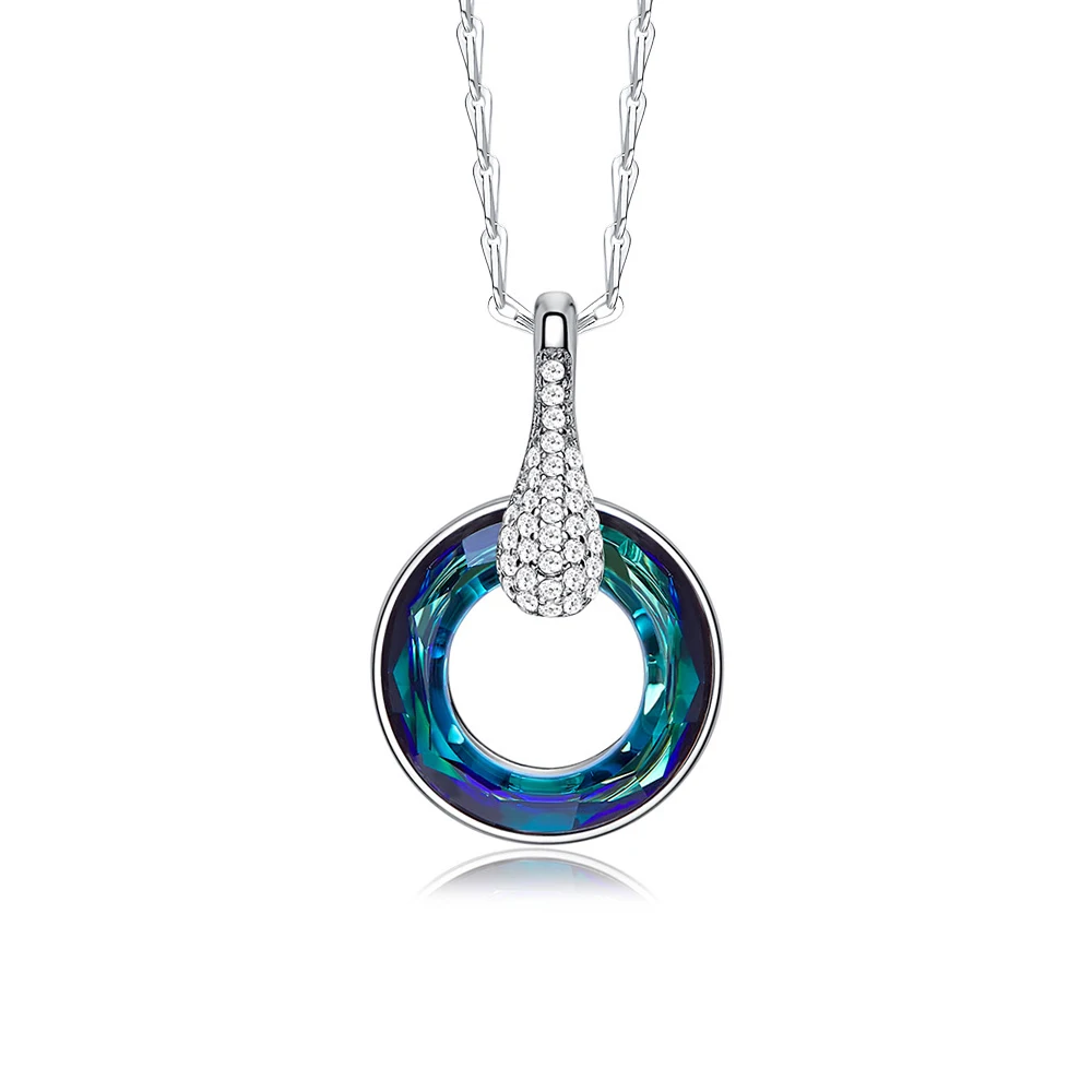 

Trendy Jewelry Vintage 925 Sterling Silver Chain Necklace High Quality Variegated Crystal Loop Pendant Necklace for Women Gifts