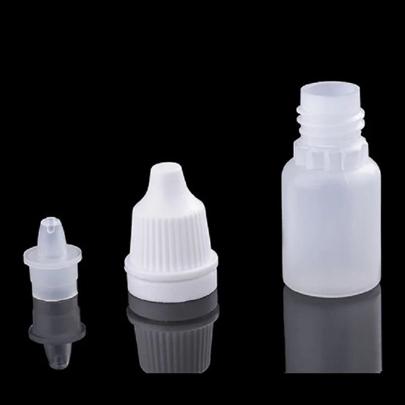 50pcs 5ml Refillable Bottles White Plastic Dropper Bottles Liquids Eye