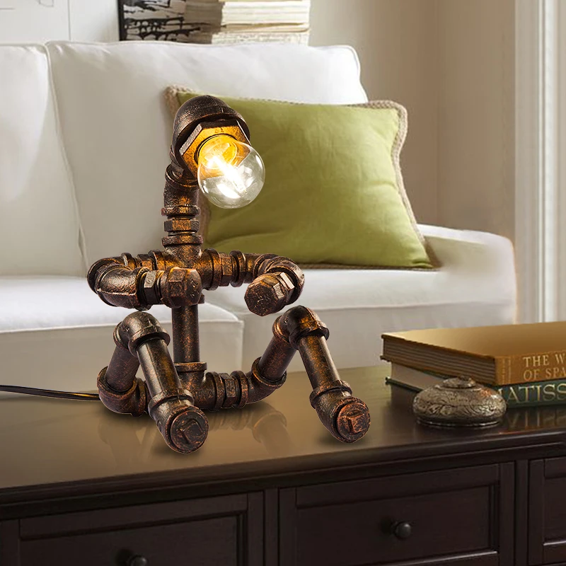Creative-water-pipe-robot-vintage-nostalgic-eye-bedside-personalized-small-table-lamp-Industrial-wind-wrought-iron
